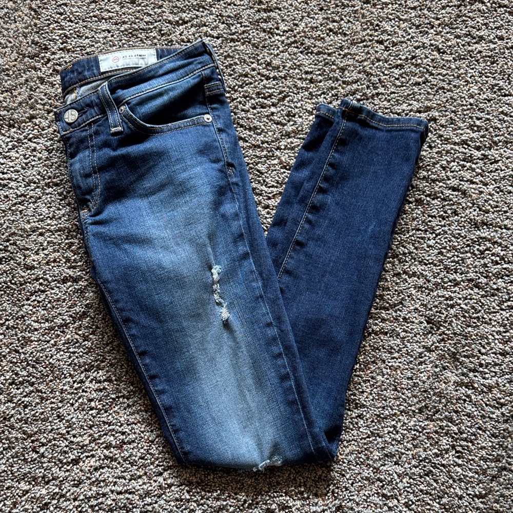 Ag Adriano Goldschmied Dark and Light Blue Skinny Jeans